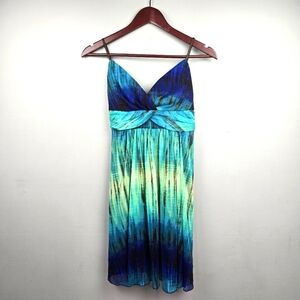 RUBY ROX Vintage Y2K Slinky Babydoll Dress Blue Green Womens Sz‎ L Fairy Grunge